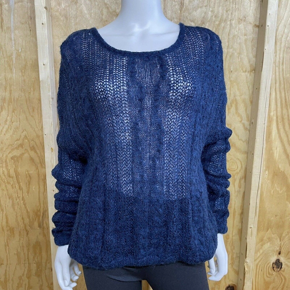 Free People M Sweater Top Angel Soft Pullover Loose Knit Alpaca Drop Shoulder